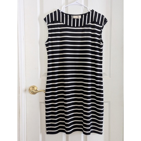 Chico's Dresses & Skirts - Chicos Dress Womens Petite 2 (US 12) Black White Stripe Shift Casual Minimalist
